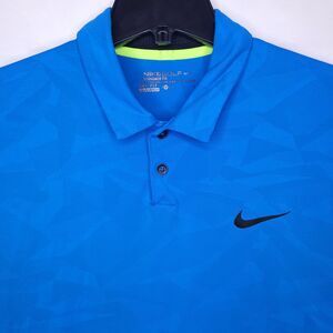 Nike Polo Shirt Mens Medium Blue Print Dri Fit Golf Standard